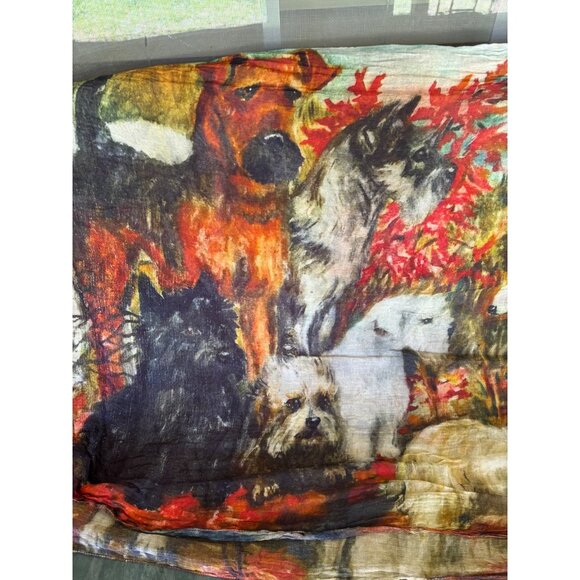 Debbie Martin Design Vintage-Inspired Dog Print Scarf Shawl Wrap Lightweight - Picture 1 of 8